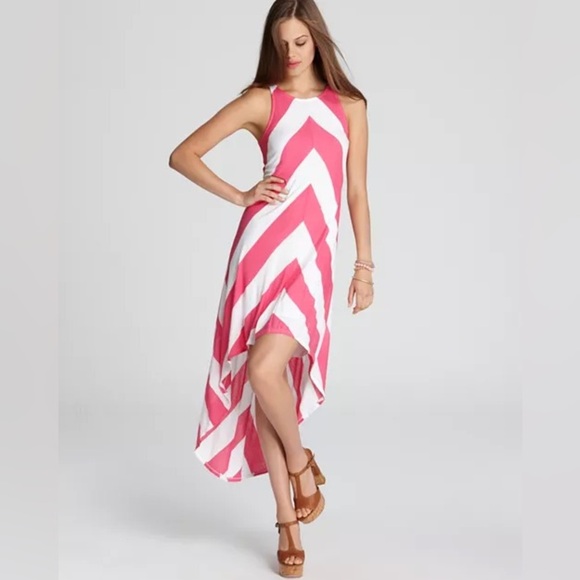 Ella Moss Women’s Large Sleeveless High/Low Striped Maxi Dress Underline Dress - Picture 1 of 8